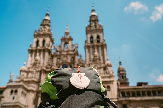 Peregrino llegando a Santiago de compostela